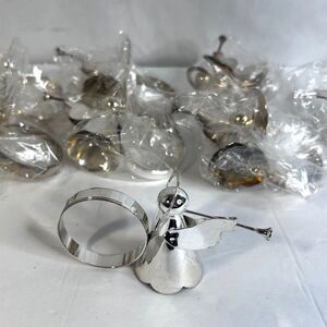 Angel Napkin Ring Holders Set of 8 Silver Metal Christmas Holiday Decor